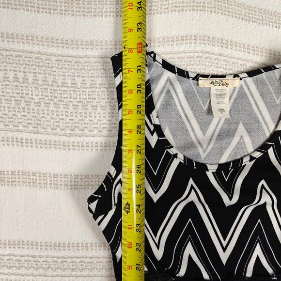 Wild Daisy Black White Chevron Mini Dress Lace Waist Cut Out Juniors S - Picture 5 of 8